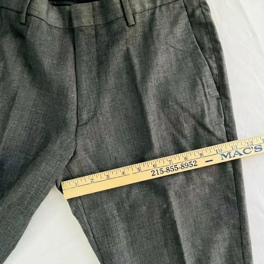 J.Crew Ludlow Wool Pants Mens 32 Gray Flat Front Slim Fit Suit Pants Taper Cuff